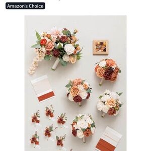 Elegant wedding Floral Arrangement set in Cream and terracotta and bugandy